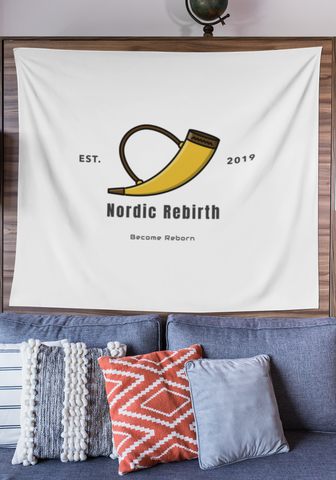 White & Gold Nordic Rebirth Horn Indoor Wall Tapestries