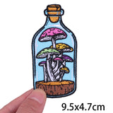 Mushroom Bottle Patch Iron On Patches On Clothes Cartoon Embroidered Patches For Clothing Thermoadhesive Patches Flower Stickers