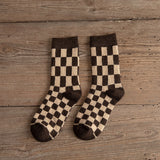 Thickened Warm Wool Socks Tube Socks Casual Socks Autumn and Winter Warm Comfortable Cotton Checkerboard Mushroom Cute Socks