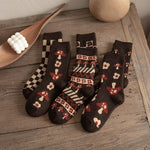 Thickened Warm Wool Socks Tube Socks Casual Socks Autumn and Winter Warm Comfortable Cotton Checkerboard Mushroom Cute Socks