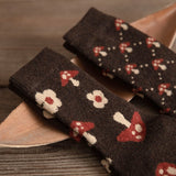 Thickened Warm Wool Socks Tube Socks Casual Socks Autumn and Winter Warm Comfortable Cotton Checkerboard Mushroom Cute Socks