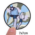 Mushroom Bottle Patch Iron On Patches On Clothes Cartoon Embroidered Patches For Clothing Thermoadhesive Patches Flower Stickers