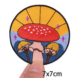 Mushroom Bottle Patch Iron On Patches On Clothes Cartoon Embroidered Patches For Clothing Thermoadhesive Patches Flower Stickers