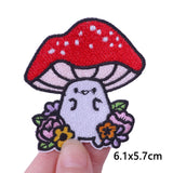 Mushroom Bottle Patch Iron On Patches On Clothes Cartoon Embroidered Patches For Clothing Thermoadhesive Patches Flower Stickers