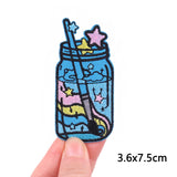 Mushroom Bottle Patch Iron On Patches On Clothes Cartoon Embroidered Patches For Clothing Thermoadhesive Patches Flower Stickers