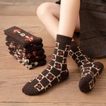 Thickened Warm Wool Socks Tube Socks Casual Socks Autumn and Winter Warm Comfortable Cotton Checkerboard Mushroom Cute Socks