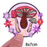 Mushroom Bottle Patch Iron On Patches On Clothes Cartoon Embroidered Patches For Clothing Thermoadhesive Patches Flower Stickers