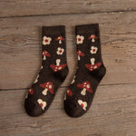 Thickened Warm Wool Socks Tube Socks Casual Socks Autumn and Winter Warm Comfortable Cotton Checkerboard Mushroom Cute Socks