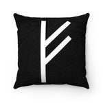 White Fehu Rune Pillow