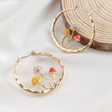 Gold Circular Mushroom Earrings