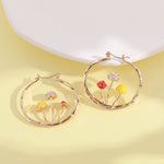 Gold Circular Mushroom Earrings