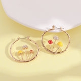 Gold Circular Mushroom Earrings