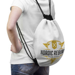 White & Gold Nordic Rebirth Drawstring Bag