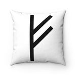 Black Fehu Rune Pillow