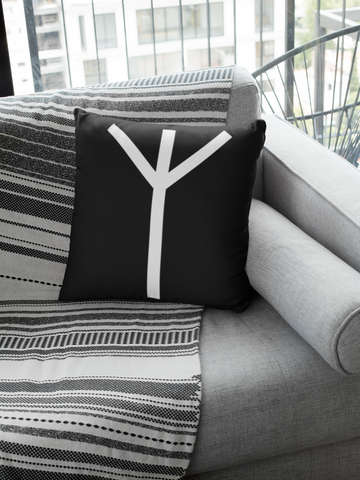 White Algiz Rune Pillow